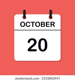 October 20. Daily Calendar icon for design. Simple design for business brochure, flyer, print media, advertisement. Easily editable.