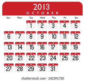 Oktober 2013 Kalender-Vektorgrafik