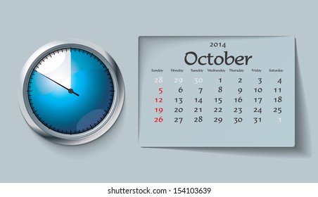 october 2014 - calendar - vector illustration