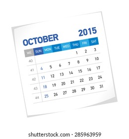 October 2015 American Calendar