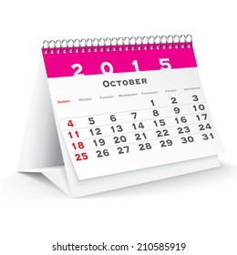 October 2015 desk calendar - vector illustration
