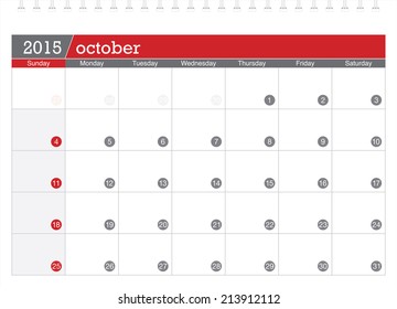 October 2015 planning calendar