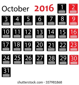 October 2016 Calendar