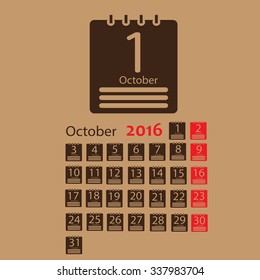 October 2016 Calendar