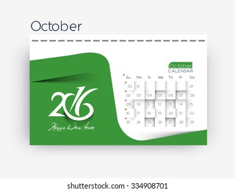 October 2016 calendar design.