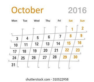 October 2016 calendar funny grid
