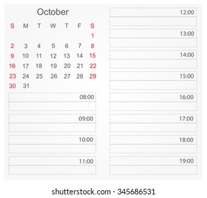 October 2016.Calendar planner 2016.Calendar vector template.