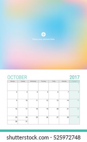 October 2017 calendar with space for your picture