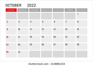 October 2022 calendar icon. October 2022. Glider for October. Time planning.