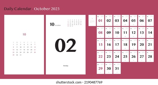 October of the 2023 daily calendar (includes calendar for the month)