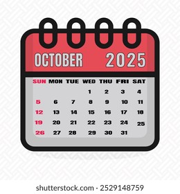October 2025 Calendar Icon with Highlighted Dates
