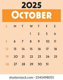 October 2025 Calendar, Month of October