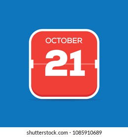 October 21 Calendar Flat Icon
