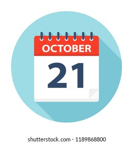 October 21 - Calendar Icon - Vector Illustration