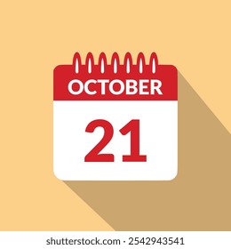 October 21 Calendar icon vector illustration.