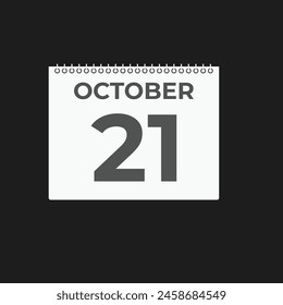 October  21 calendar reminder. 21 October  daily calendar icon template. Calendar 21 October  icon Design template. Vector illustration
