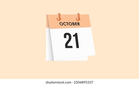 October 21 - calendar and Time planner. Daily Calendar Icon reminder. Vector Illustration.