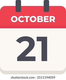 October 21 - Daily Calendar Icon in flat design style
