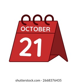 october 21 desk calendar vector on white background
Vector red calendar flat icon