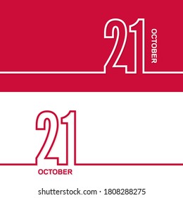 October 21. Set of vector template banners for calendar, event date.