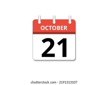 October, 21st calendar icon vector, concept of schedule, business and tasks