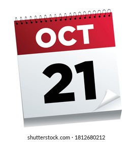 October 21th on a calendar page - illustrated.  