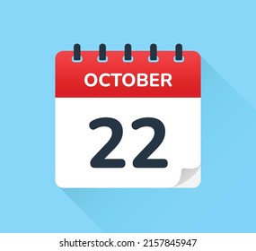 October 22 - Calendar Icon - Calendar design template.