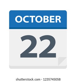 October 22 - Calendar Icon - Vector Illustration