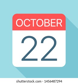 October 22 - Calendar Icon - Vector Illustration