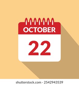 October 22 Calendar icon vector illustration.