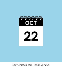 Recordatorio del calendario del 22 de octubre. 22 de octubre Fecha Mes Calendario icono de diseño Plantilla.