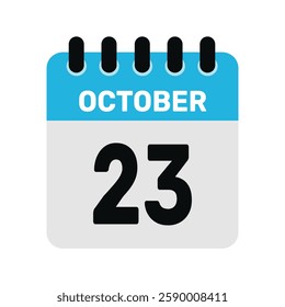 october 23 calendar icon Vector page month design