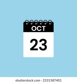 Recordatorio del calendario del 23 de octubre. 23 de octubre Fecha Mes Calendario icono de diseño Plantilla.