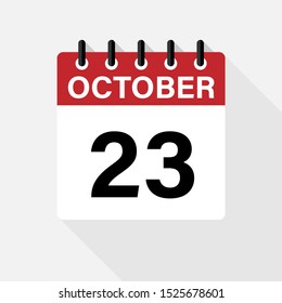 October 23 Calendar Vector Icon