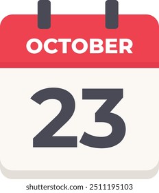 October 23 - Daily Calendar Icon in flat design style