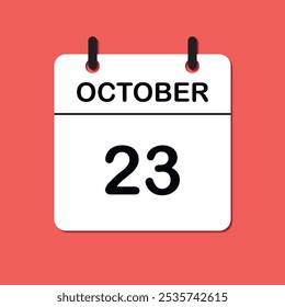 October 23. Daily Calendar icon for design. Simple design for business brochure, flyer, print media, advertisement. Easily editable.