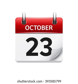 October  23. Vector flat daily calendar icon. Date and time, day, month. Holiday.