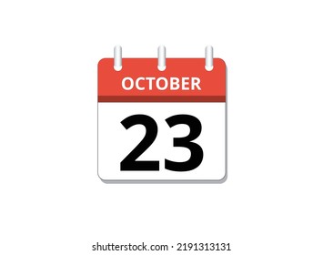 October, 23rd calendar icon vector, concept of schedule, business and tasks
