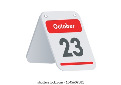 October 23th calendar icon. Day 23 of month. Vector illustration.