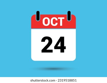 October 24 Calendar Date Flat Icon Day 24 Vector Illustration