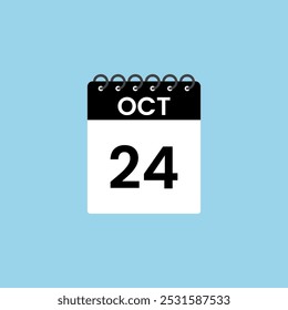 Recordatorio del calendario del 24 de octubre. 24 de octubre Fecha Mes Calendario icono de diseño Plantilla.