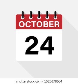 October 24 calendar vector icon
