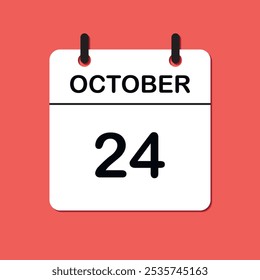 October 24. Daily Calendar icon for design. Simple design for business brochure, flyer, print media, advertisement. Easily editable.