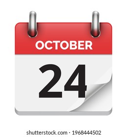 October 24 flat daily realistic calendar icon date vector image