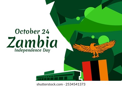 October 24, Independence Day of Zambia vector illustration. Suitable for greeting card, poster and banner.