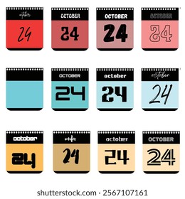 October 24th Calendar Designs: Various Typography and Color Schemes