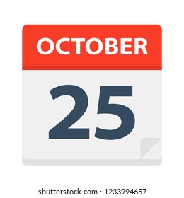 October 25 - Calendar Icon - Vector Illustration
