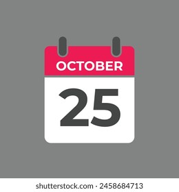 October  25 calendar reminder. 25 October  daily calendar icon template. Calendar 25 October  icon Design template. Vector illustration
