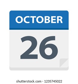 October 26 - Calendar Icon - Vector Illustration