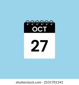 Recordatorio del calendario del 27 de octubre. 27 de octubre Fecha Mes Calendario icono de diseño Plantilla.